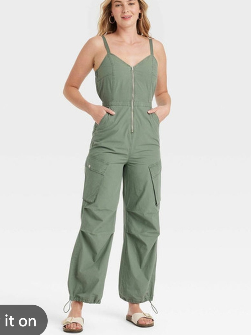 Universal Thread Sage Green Zip-Front Utility Jumpsuit